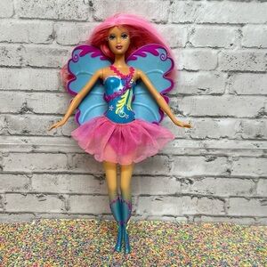 Barbie Fairytopia MERMAIDIA Doll 2006 Pink Hair Blue Wings Skirt
